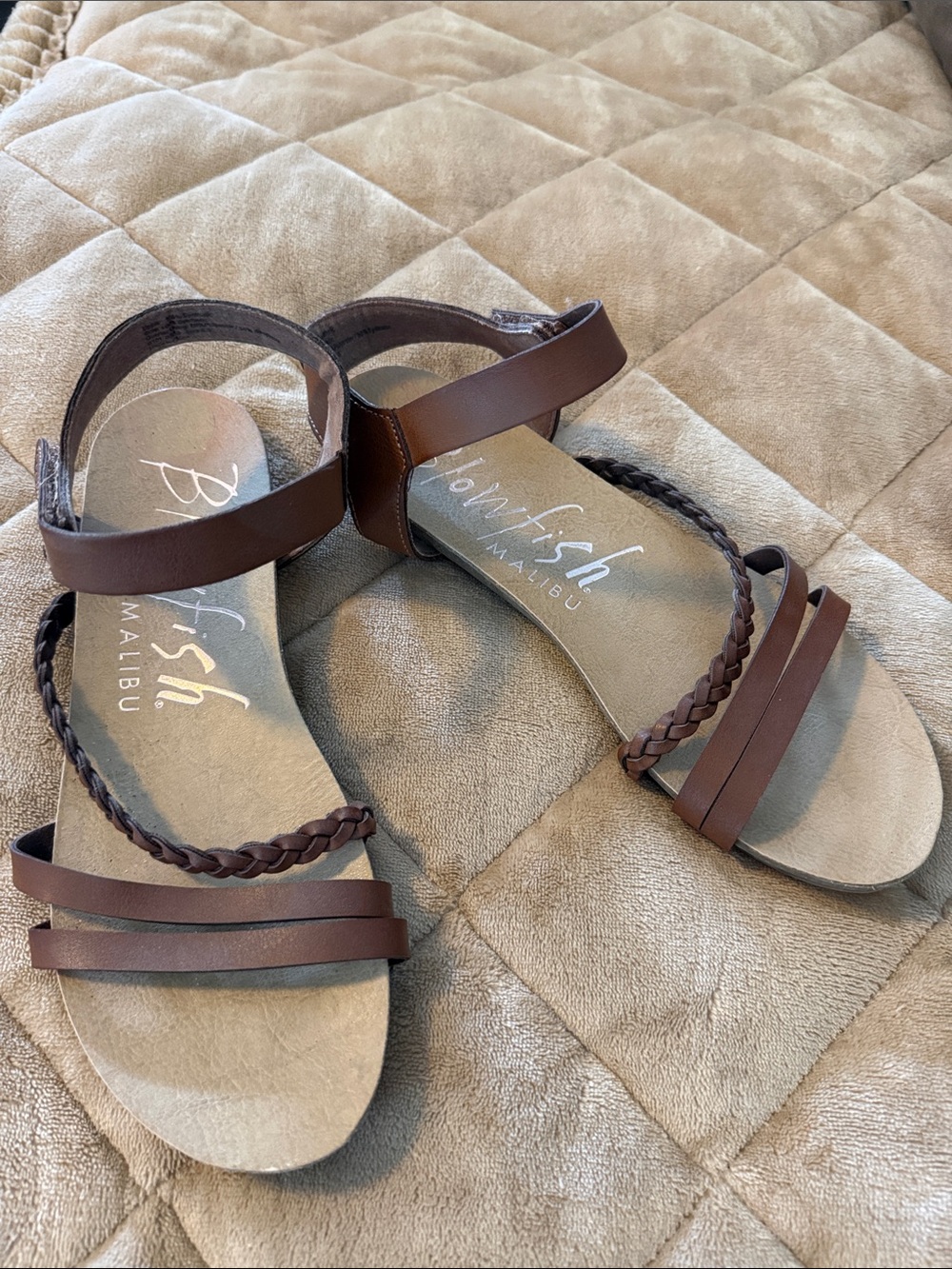 Blowfish Brown Braided Strap Ankle Sandals